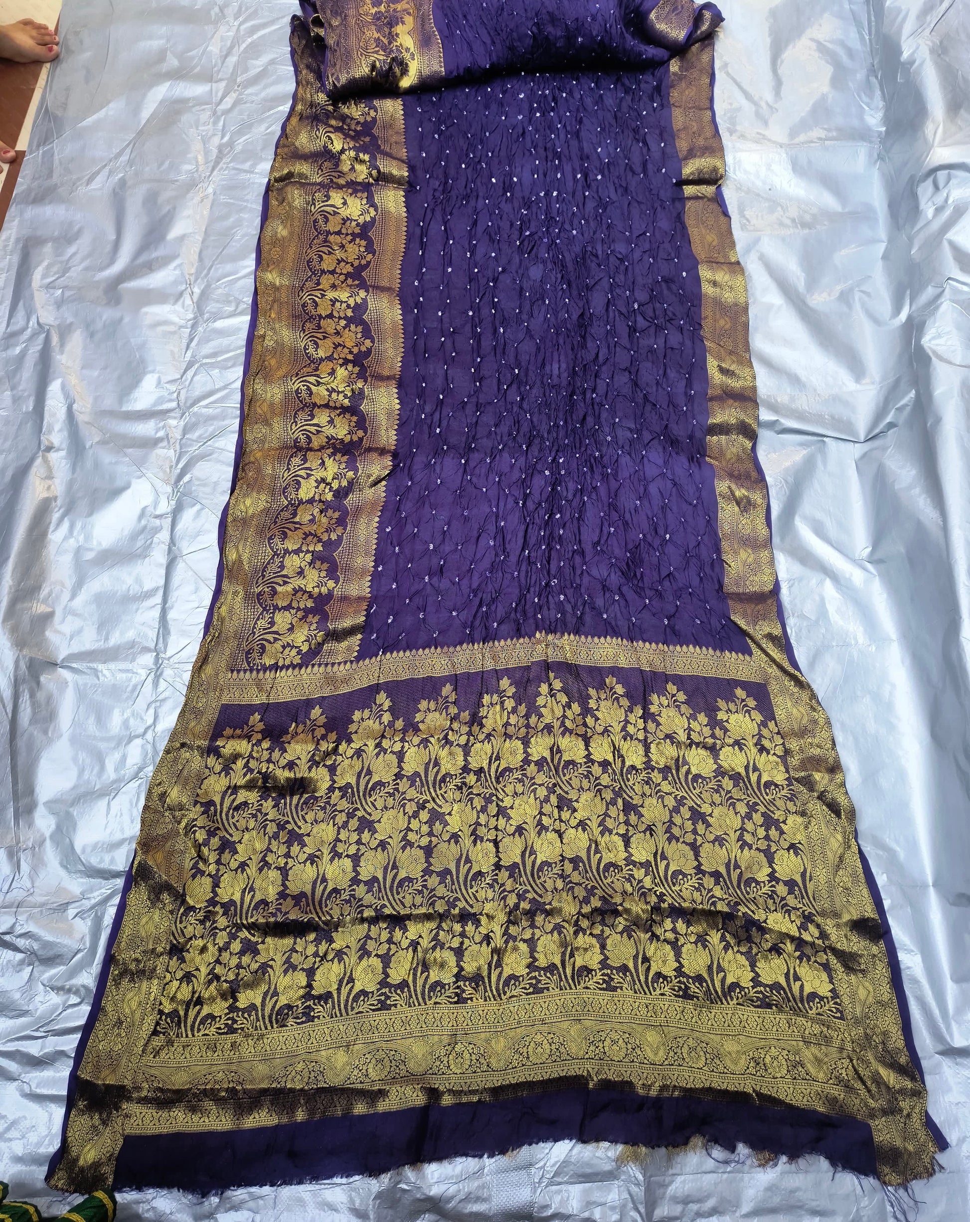 Bandhej saree with Banarasi work