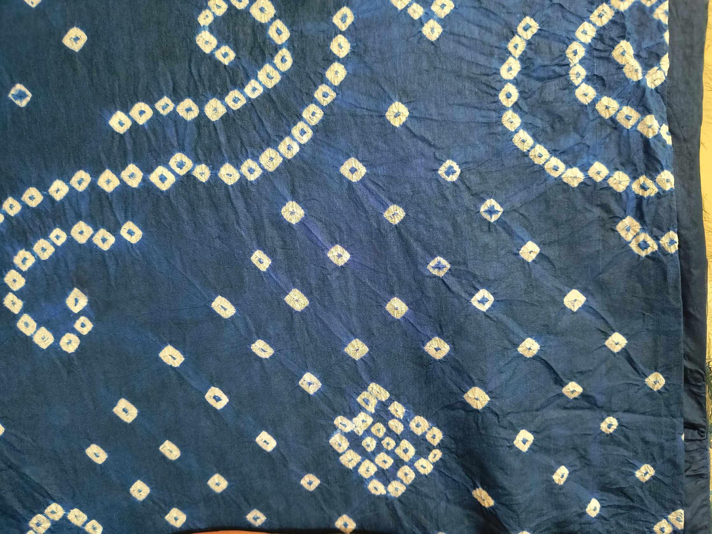 Gujarati Bandhani Saree with Gadwal Work (Blue with Pastel Green)