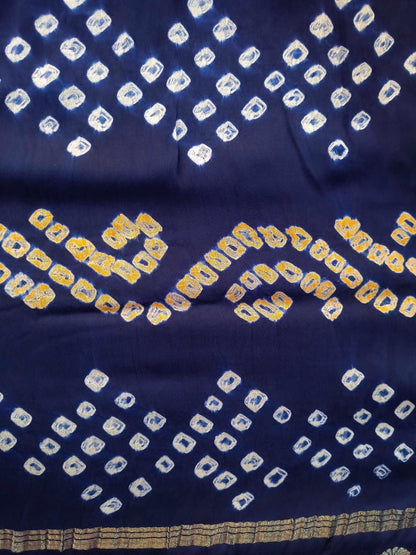 Traditional Garba Dance Gujarati Bandhani Saree(Blue)