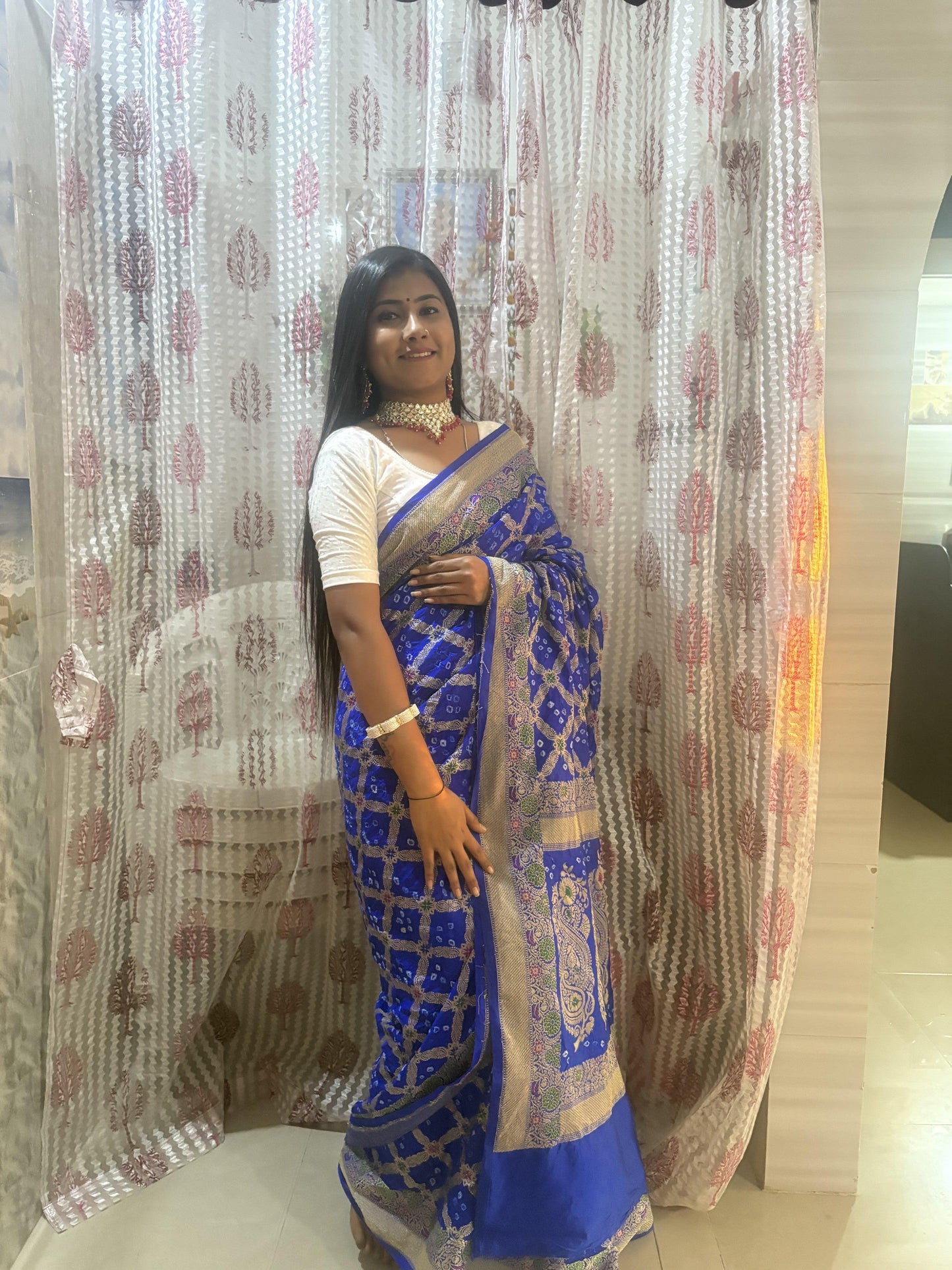 Gujarati Bandhani Saree with Gadwal Work