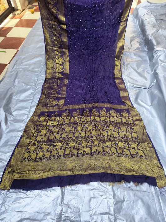 Bandhej saree with Banarasi work